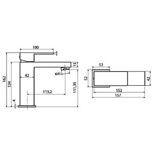Karag Delos E02FA382-CP Modern Square Single Lever Basin Tap Chrome