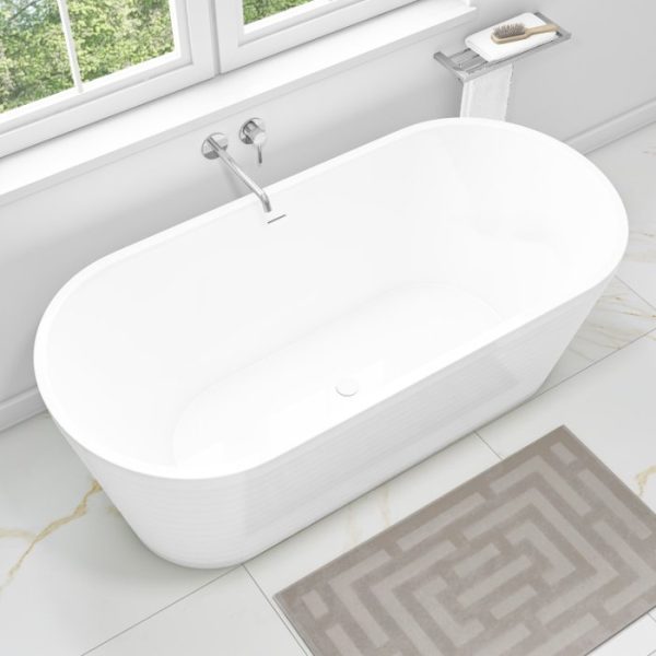 Modern White Mat Curved Double Ended Free Standing Bath Tub 165x74 Madeira