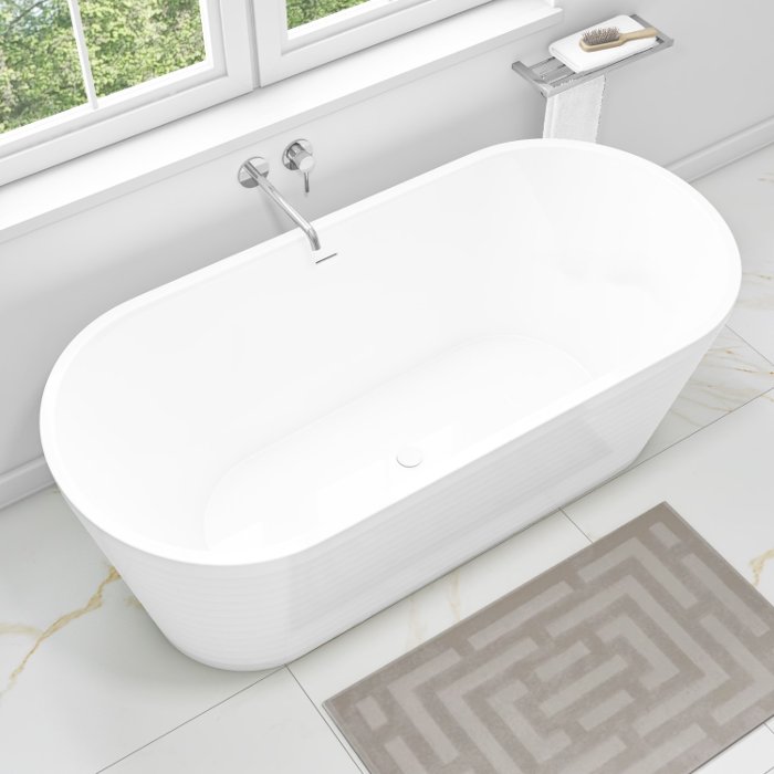 Modern White Mat Curved Double Ended Free Standing Bath Tub 165×74 Madeira