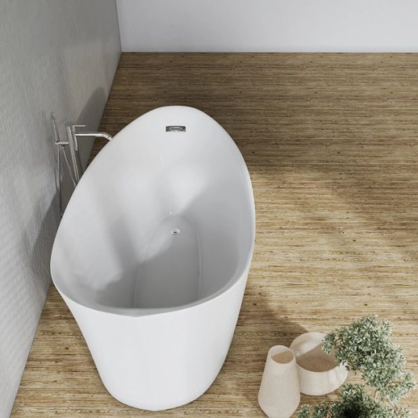 Modern White Curved Single Ended Free Standing Bath Tub 170x84 RIO