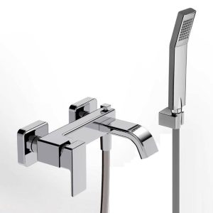 Modern Chrome Wall Mounted Bath Shower Mixer with Shower Kit 46019-100 Profili Plus La Torre