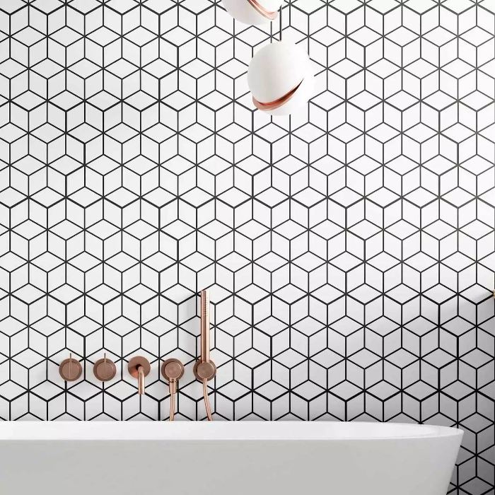 Modern White Mat Porcelain Tile with Hexagon Shapes 26,5×51 Rhombus Snow Realonda