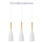 00631 DILLON Modern White 3-Light Hanging Pendant Light with Beige Wood