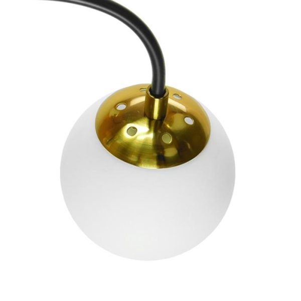White Gold Globe Glass Shades Industrial Chandelier 8-Light Black Ceiling Light 01649 globostar