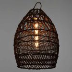 Vintage 1-Light Ceiling Pendant Light With Brown Bamboo Shade Ø38 00711 TAHITI