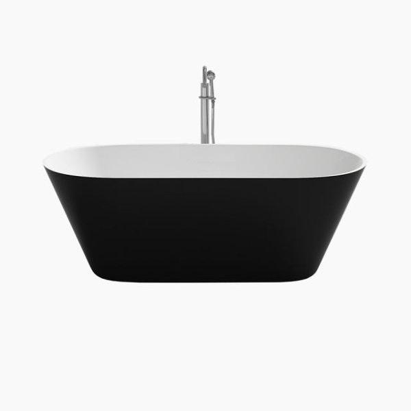 Diverso Black Gloss Modern Oval Double Ended Free Standing Bathtub 170x80