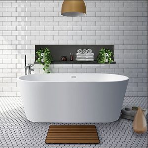 Solid Surface 4326 Modern White Matt Oval Freestanding Bath Tub 159x60