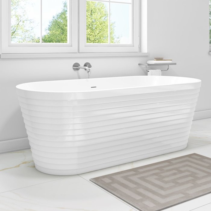 White Mat Curved Double Ended Free Standing Bath Tub 165×74 Madeira