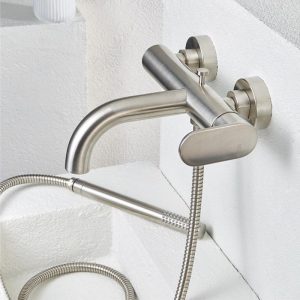 Satin Bath Shower Mixer and Kit with Modern Design 500100-110 Slim Armando Vicario