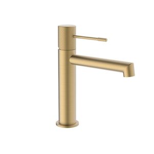 Βρύση νιπτήρα μπάνιου μοντέρνα χρυσή ιταλική με λεπτό χερούλι 10191 Orabella Terra Brushed Gold