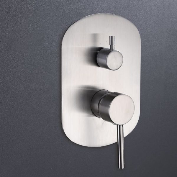 Stainless steel concealed bath shower mixer with diverter 2 outlets and single lever