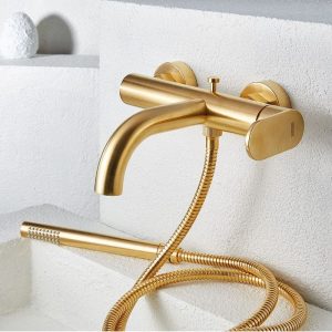 Armando Vicario Slim 500100 Brushed Gold Wall Mounted Bath/Shower Mixer