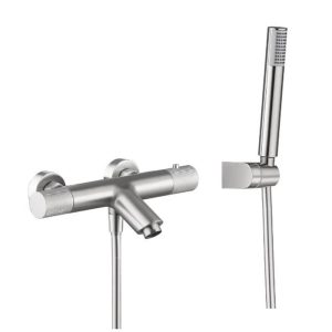 Thermostatic Wall Mounted Modern Satin Bath Shower Mixer with Shower Kit Line BTD038-4NQ Imex