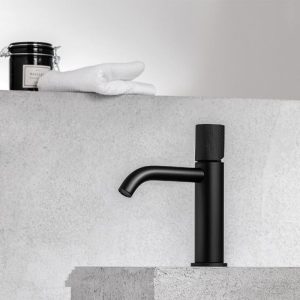 Black Mat Bathroom Italian Basin Mixer Tap 167309-400 Eletta Tecno Eurorama