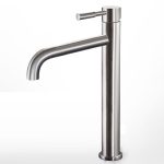 Modern High Rise silver satin Basin Mixer Tap with Waste 12507-110 New Tech La Torre