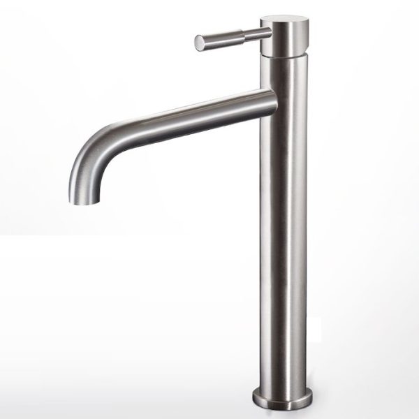 Tall Silver Satin Italian Basin Mixer Tap with Waste 12507-110 New Tech La Torre