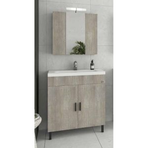Drop Roma 70 Beige Floor Standing Bathroom Furniture with Slim Washbasin Set 70x39