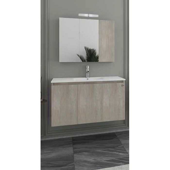 Verona 90 Beige Drop Wall hung 3 door vanity unit with slim washbasin & mirror set 92×47