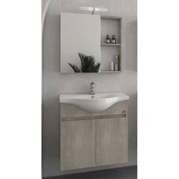 Drop Fiore 55 Beige Wall Hung Bathroom Furniture with Wash Basin Set 64x46