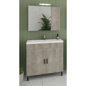 Drop Roma 80 Beige Floor Standing Bathroom Furniture with Slim Washbasin Set 80x39