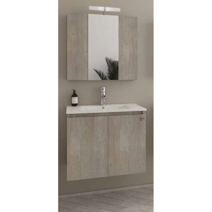Drop Verona 60 Light Beige Wall Hung Bathroom Furniture with Slim Wash Basin Set 62×47