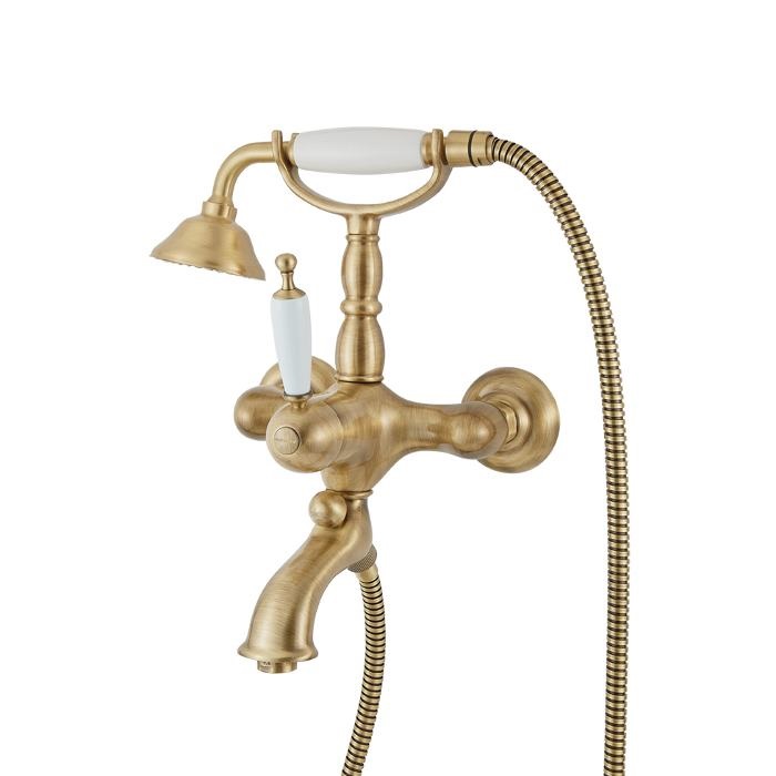 Bronze Vintage Wall Mounted Bath Shower Mixer with Shower Kit 6300-220300 Oxford Bugnatese