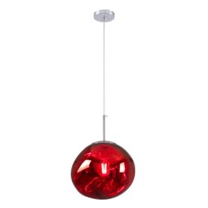 Children's 1-Light Red Glass Round Shade Pendant Ceiling Light Ø28 00762 DIXAR