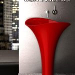 pedestal sink red glossy abstract luxury 70×46 Glass Design FLOwer Evolution Ferrari Rosso