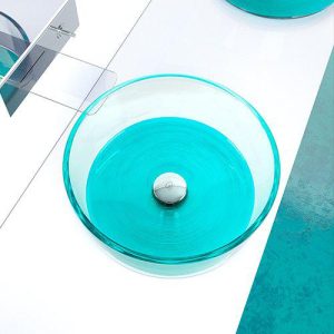 counter wash basin round tirquoise italian Glass Design Drop Katino