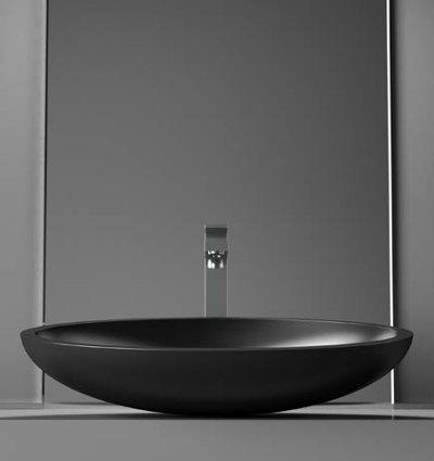 table top wash basin black matt oval modern 65x40 Glass Design Kool XL