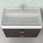 Orabella Touch Modern Wall Hung 2 Drawers Vanity Unit with Inset Wash Basin Set 81×46