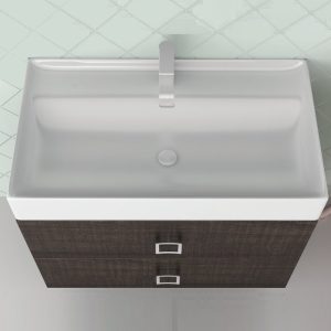 Orabella Touch Modern Wall Hung 2 Drawers Vanity Unit with Inset Wash Basin Set 81x46