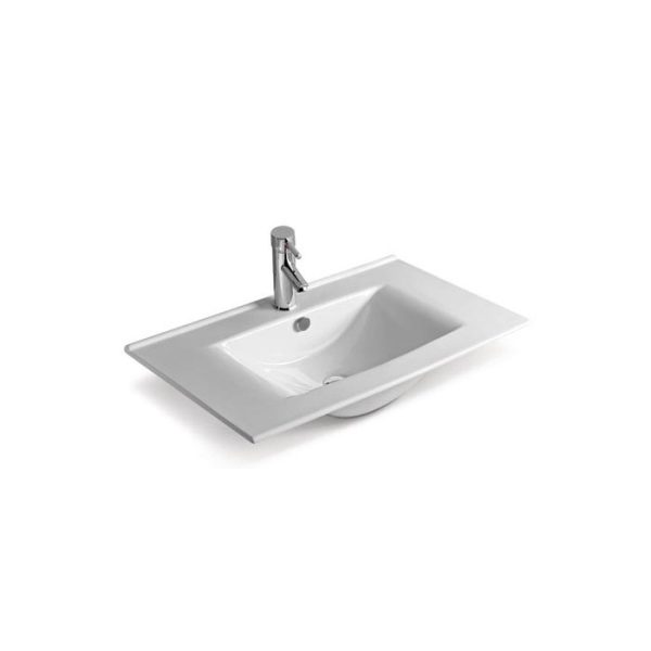 Unit mounted white slim wash basin 61χ46 Torino Drop