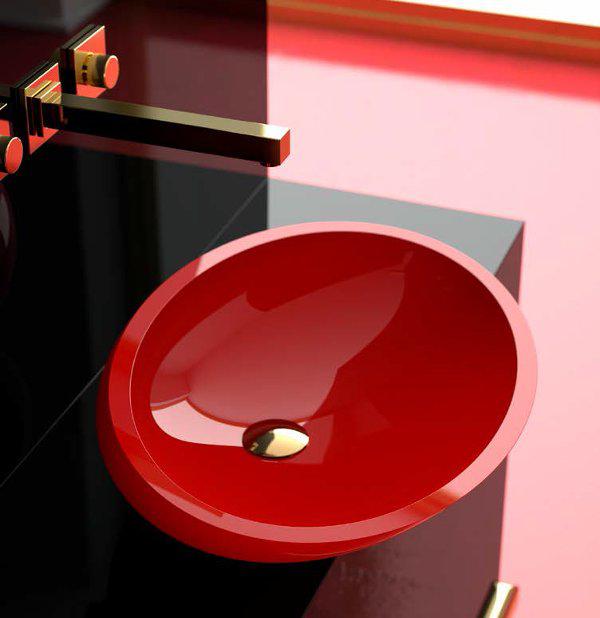 Glass Design Kool Modern Oval Red Counter Top Wash Basin 43,5x36,5