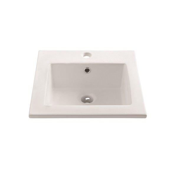 Small Inset Porcelain Wash Basin White Gloss Square 41x41