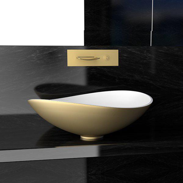 table top wash basin oval gold modern countertop Glass Design Infinity Over