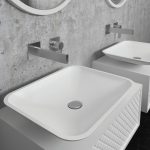 Orabella Lynn Rectangular White Corian Countertop Wash Basin 50×40