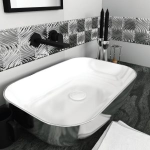 bathroom sink countertop rectangular modern 60x42 Metamorfosis 42600 White Silver