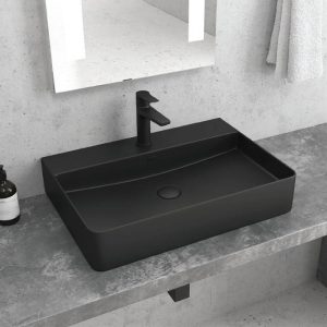 Karag LT 2173-SMB Modern Black Matt Rectangular Countertop Wash Basin 50x42