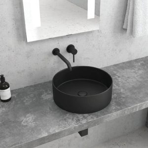 Karag LT 3134-MMB Modern Black Matt Round Countertop Wash Basin Ø36