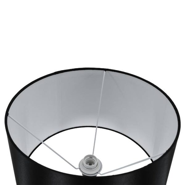 00827 Modern 1-Light Black Floor Light with Wooden Detail & Black Cone Shade
