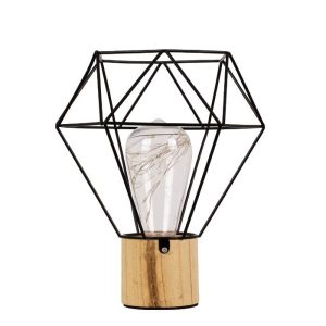 Modern 1-Light Black Beige Wooden Metal Led Table Lamp 01441 Antler