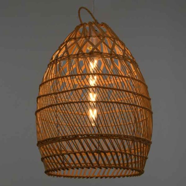 Bamboo Rustic 1-Light Ceiling Pendant Light With Beige Ø38 00710 globostar