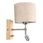 1-Light Rustic with Switch Reading LED Light and Fabric Shade Wall Lamp 01496 CALLIE