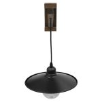 Rustic 1-Light Dark Brown Wooden Wall Sconce with Black Bell 00882 JONAS