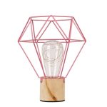 Modern 1-Light Pink Beige Wooden Metal Led Table Lamp 01442 Antler