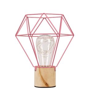 Modern 1-Light Pink Beige Wooden Metal Led Table Lamp 01442 Antler