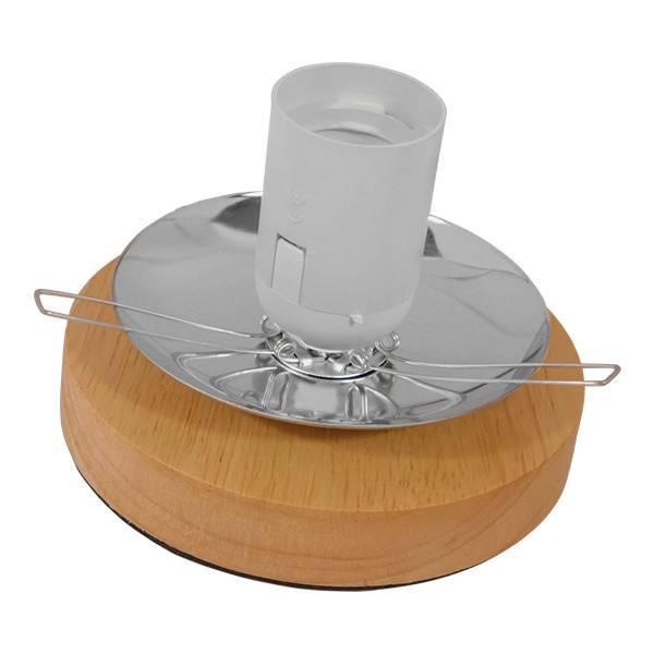Ξύλινη στρογγυλή βάση με άσπρο ντουί επιτραπέζιου φωτιστικού Linton 01317