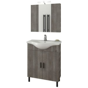 Drop Luna 65 Grey Floor Standing Bathroom Furniture with Washbasin Set 64x46