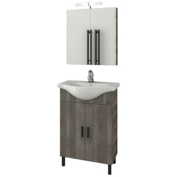Drop Luna 55 Grey Small Bathroom Furniture with Wash Basin Set 54×46